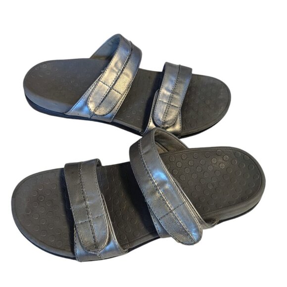 Vionic Shore Slide Velcro Strap Sandal Size 8 EU 39 Metallic Grey - Picture 2 of 7